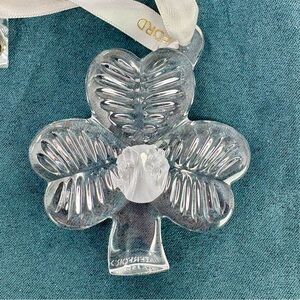 Waterford Crystal Shamrock Ornament With Ribbon And Tag 2.5” x 2.5”